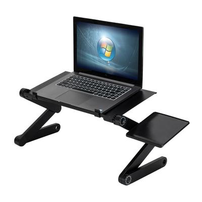 Adjustable Folding Laptop Desk for Bed Couch with Fan & Mouse Pad