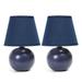 Simple Designs Mini Ceramic Globe Table Lamp 2 Pack Set, Gray - 5.51"L x 5.51"W x 8.66"H