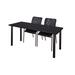 Kee Black 60-inch x 24-inch Training Table with 2 Black Mario Stack Chairs