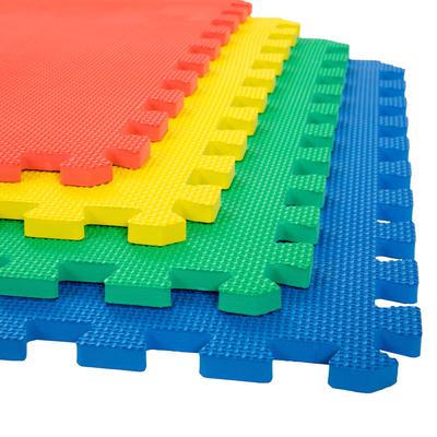 EVA Foam Mat Tiles 4-Pack - 16 SQ FT Interlocking Padding for Playroom `- Workout Mat or Baby Playmat by Stalwart (Multicolor)