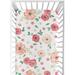 Sweet Jojo Designs Peach and Green Watercolor Floral Collection Fitted Crib Sheet