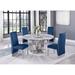 Best Quality Furniture 5-piece Marble w/Lazy Susan Pleated Chairs