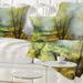 Designart 'Green Yellow Deep Forest' Landscape Printed Throw Pillow