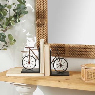 Black Metal Weathered Bike Decorative Bookends (Set of 2)