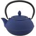 Creative Home Kyusu 30 oz Cast Iron Tea Pot Tea Kettle with Removable Stainless Steel Infuser Basket, Blue - 30 oz