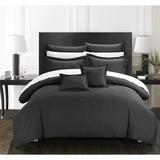 Chic Home 11-Piece Keynes Jacquard Black Striped Comforter Set