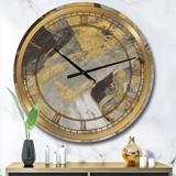 Designart 'Marble Gold and Black' Glam Large Wall CLock