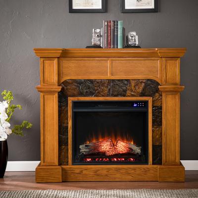 SEI Furniture August Oak Corner Electric Fireplace