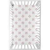 Sweet Jojo Designs Red and White Baseball Patch Sports Collection Fitted Mini Portable Crib Sheet