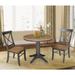36" Round Solid Wood Extension Dining Table with 2 X-Back Dining Chairs - N/A
