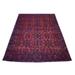 Shahbanu Rugs Deep and Saturated Red Geometric Afghan Andkhoy Pure Wool Hand Knotted Oriental Rug (4'9" x 6'5") - 4'9" x 6'5"