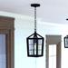 Gage 7-in Black Outdoor Farmhouse Wire Cage Pendant, 1-Light Hanging Ceiling Light with Clear Glass Panels