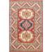 Geometric Traditional Kazak Oriental Area Rug Handmade Wool Carpet - 3'1" x 4'11"