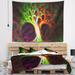 Designart 'Magical Green Psychedelic Tree' Abstract Wall Tapestry
