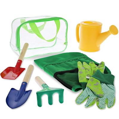 6x Kids Garden Tools with Apron Gloves Indoor Outdoor Activity Gardening Toy Set