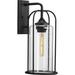 Watch Hill Collection 1-Light Textured Black Clear Seeded Glass Farmhouse Outdoor Large Wall Lantern Light