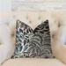 Plutus Leaf Snap Blue and Beige Luxury Decorative Throw Pillow