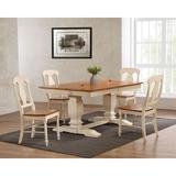 Iconic Furniture 42"x64"x82" Double Pedestal Transitional Antiqued Caramel/Biscotti Napoleon Back 5-Piece Dining Set