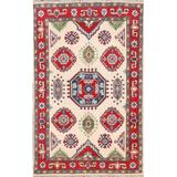 Geometric Oriental Kazak Wool Area Rug Hand-knotted Traditional Carpet - 2'9" x 4'0"