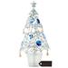Matashi Home Decorative Tabletop Showpiece Chrome Plated Silver Christmas Tree Ornament with Blue and Clear Crystals