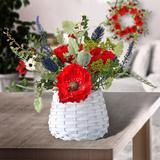 Poppy/Salvia/Daisy In Basket 12"