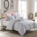 Crystal Heart Comforter Set-Gray -Machine Washable - Includes 1 Comforter + 2 Shams- 1 Pillow -Full