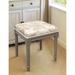 Taupe Peony Vanity Stool with distressed grey finish