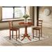 Round Pedestal Gathering Height Table With 2 Counter Height Stools