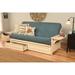 Somette Phoenix Futon Set in Antique White Wood with Innerspring Mattress and Storage Drawers