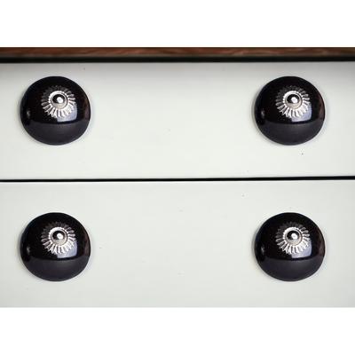 1.5" x 1.5" x 1.5" Ceramic Metal Black 8 Pack Knob