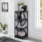 Alain Modern 3-Shelf Black Metal Corner Bookcase by Furniture of America