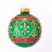 Kurt Adler 80MM Green Glass Ball Ornament With Fleur-De-Lis, 6-Piece Box - 3.15"