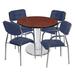 Via 42" Round Platter Base Table- Cherry/Chrome & 4 Uptown Side Chairs- Black