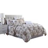 Lyon 6 Piece Floral King Comforter Set with Shirring The Urban Port, Beige and Brown