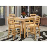 East West Furniture Dining Table Set Includes a Square Table and Dining Chairs (Chair Seat Type Options) - Oak