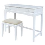 Solid Wood Vanity Table with Vanity Bench (Snow White Finish)