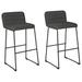 40 Inch Channel Stitched Low Fabric Barstool with Sled Base, Set of 2, Gray