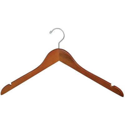 Econoco WH1731TSC-17" Matte Teak Hanger w/Satin Chrome Hook (100 Pack)