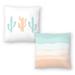 Mint Peach Cactus and Mint Peach Abstract - Set of 2 Decorative Pillows