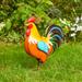 21"H Metal 3D Vibrant Standing Rooster Garden Statue by Glitzhome