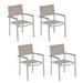 Oxford Garden Travira Sling Armchair with Powder Coated Aluminum Frame and Tekwood Vintage Armcaps - Bellows (Set of 4)