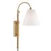 Hudson Valley Curves No.1 by Mark D. Sikes 1-light Aged Brass Wall Sconce, Off-White Linen Shade