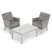 Oxford Garden Argento 3-piece Resin Wicker Club Chair & Travira Lite-Core Ash Coffee Table Set - Stone Cushion & Pillow