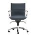 HomeRoots 27.01" X 25.04" X 38" Low Back Office Chair in Blue with Chromed Steel Base - 27.01" X 25.04" X 38"