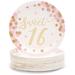 48-Pack Sweet 16 Rose Gold Party Disposable Paper Plates 7" for Birthday Party