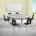 86" Oval Wave Flexible Laminate Activity Table Set with 18" Student Stack Chairs