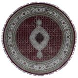 FineRugCollection Handmade Fine Mahi Tabriz Red Wool and Silk Round Rug