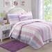 Cozy Line Eloise Stripe Floral Pink Purple Reversible Cotton Quilt Bedding Set