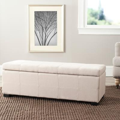 SAFAVIEH Madison Beige Linen Storage Bench