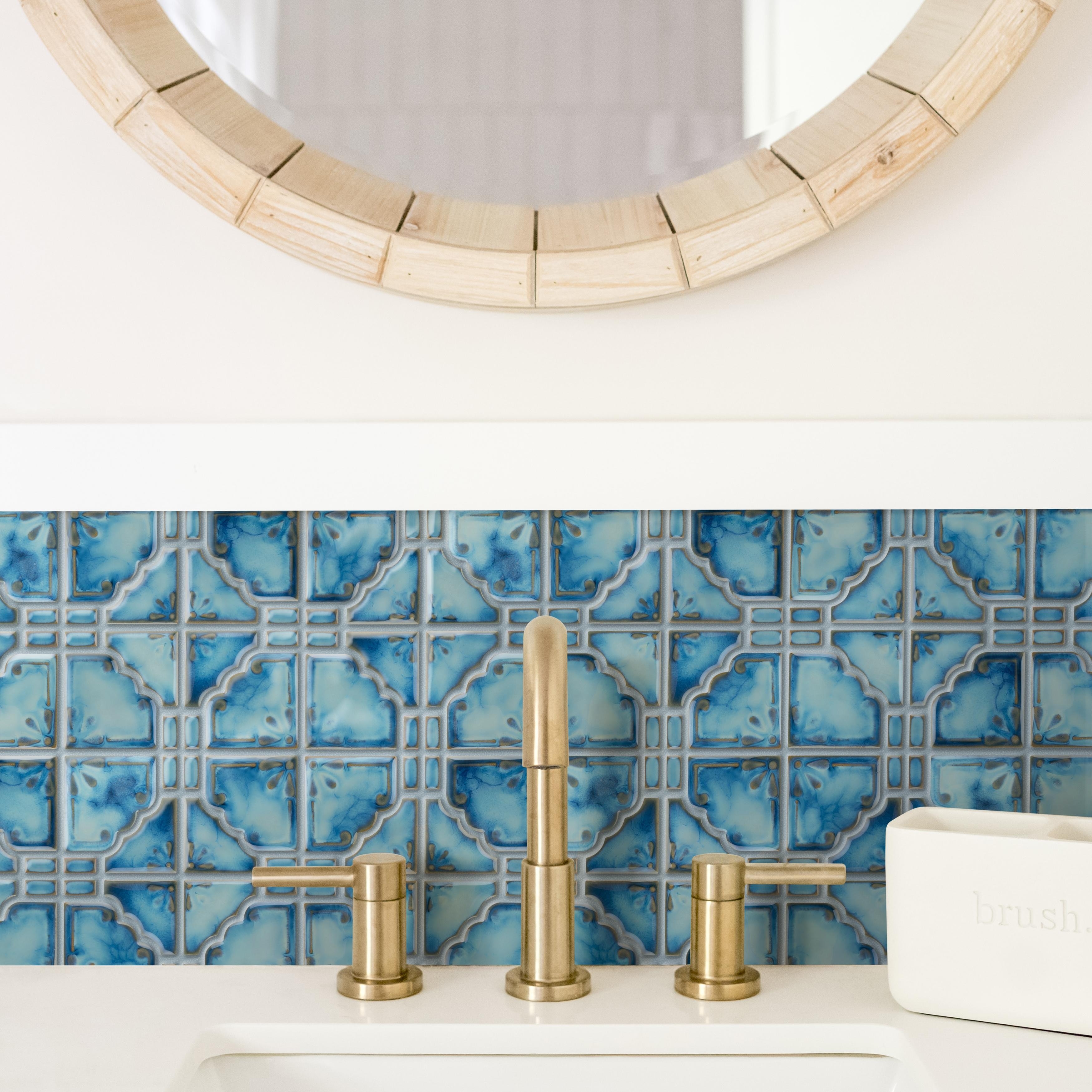 Merola Tile Hudson Moonbeam Marine 11-7/8" x 11-7/8" Porcelain Floor and Wall Tile